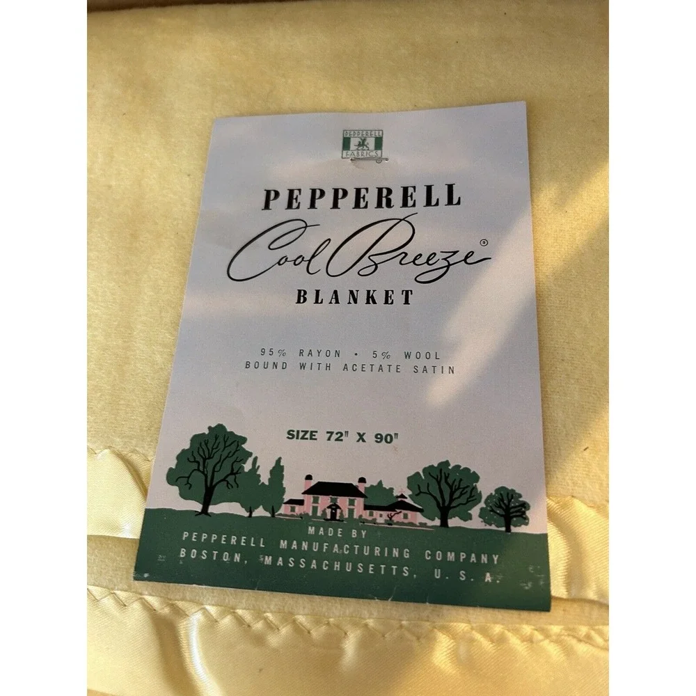 New Pepperell Blanket Wool Rayon Yellow Satin Binding MADE IN‎ USA w/box 70